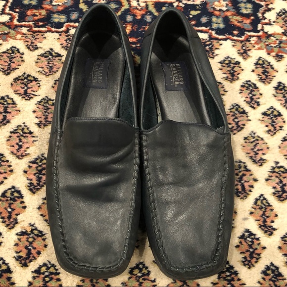 Hillard & Hanson Shoes - HILLARD & HANSON Navy Leather Robbie Loafers 8.5